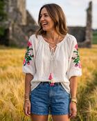 Selene Cotton Embroidered Blouse 'Cream' image