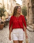 Nola Satin Top 'Red' image