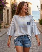Amor Stripes Sweatshirt 'Baby Blue &amp; White' LIVE 30/7