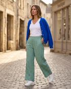 Electric Bloom Gingham Trousers 'Neon Green &amp; Blue'