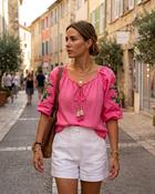 Selene Cotton Embroidered Blouse 'Hot Pink' LIVE 30/7