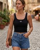 Sola Ribbed Cropped Top 'Black' image
