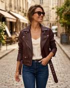 Annalise Faux Leather Jacket 'Burgundy' image