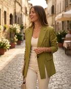 Isabella Linen Blazer 'Olive Green' image