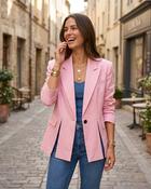 Isabella Linen Blazer 'Baby Pink' image