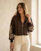 Alice Embroidered Bomber Jacket 'Brown' image