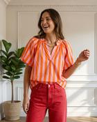 Ophelia Cotton Striped Top 'Baby Pink &amp; Orange' LIVE 03/09