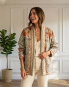 Carine Padded Jacket 'Green &amp; Cream'