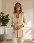 Oprah Waisted Blazer 'Cream'
