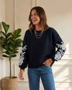 Solina Wool Knit Jumper 'Navy &amp; Baby Blue'