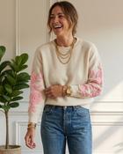 Solina Wool Knit Jumper 'Cream &amp; Baby Pink'