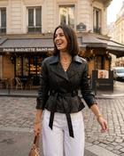 Lacey Leather Belted Jacket 'Black'