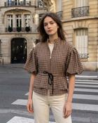 Elara Cropped checkered Jacket 'brown'