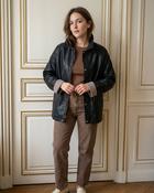 Lottie relaxed oversized leather jacket 'Black'