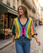 Iaorana Wool Hand Knitted Cardigan 'Multicoloured' SUNDAY 27/9