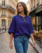 Britany Wool Striped Knit Jumper 'Blue &amp; Red' LIVE 24/9 image
