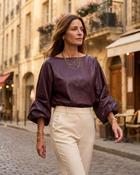 Verona Faux Leather Blouse 'Burgundy' LIVE 24/9 image