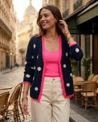 Mona Wool Neon Polka Dots Cardigan 'Navy/Cream/Pink' LIVE 17/9 image