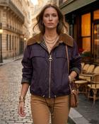 Ava Wax Effect Jacket 'Plum' image