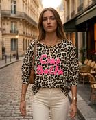 Bella Neon Sweatshirt 'Cream Leopard Print' image
