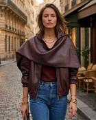 Beaumont Cape Faux Leather Jacket 'Burgundy' image