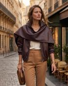 Beaumont Cape Faux Leather Jacket 'Brown' image