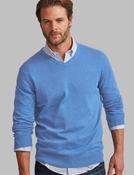 Men's V-Neck Jumper (4400) Cotton Cashmere Tranquil Blue