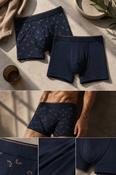 Men's Cotton Jersey Boxer Briefs, Navy Print, 2-Pack image
