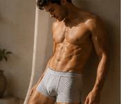 Men's Cotton Jersey Boxer Briefs, Grey Print, 2-Pack