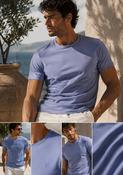 Men's Casual Round Neck  Cotton T-Shirt (2204) Blue Aura image