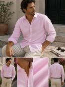 Men's Cotton Long Sleeve Shirt with LA Finish (2286) Pink image