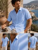 Men's Linen Mix Short Sleeve Shirt (2105) Sky image