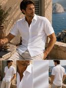 Men's Short Sleeve Oxford Shirt,  Purple Stripe image