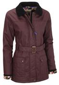 Ladies Wax Jacket (5050 Burgundy) dry wax womens biker style waxed coat