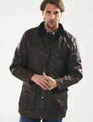 Mens Padded Wax Jacket with detachable hood (3053 Brown) dry waxed coat biker country style