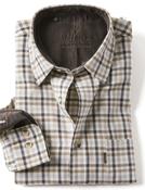 Mens Fannel Cotton Tattersall Long Sleeve Check Shirt (2280 Country Beige)  brown tan white black - by Vedoneire of Ireland