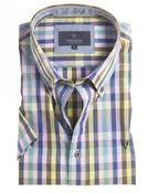 Men's Short Sleeve Cotton Shirt (2296 Suttner) check plaid yellow purple