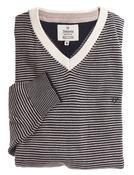 Mens Cotton V-Neck Striped Jumper (4310 Navy)