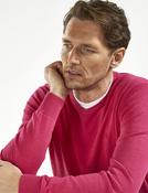 Men's Fine Gauge Cotton V-Neck Jumper (4200 Crackle Pink) sweater pullover