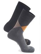 2 Pack Grey Diamond Cotton Socks  (S006)