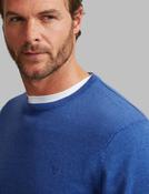 Men's Fine Gauge Cotton Crew Neck Jumper (4201) Military Blue