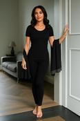 Women's Brushed Thermal Short Sleeve Top, Black