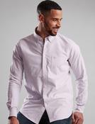 Men's Cotton Long Sleeve Oxford Shirt, Purple Stripe image