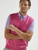 Men's Fine Gauge Cotton V-Neck Sleeveless Jumper (4220) Persian Pink