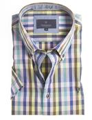 Men's Short Sleeve Cotton Shirt (2296 Suttner) check plaid yellow purple