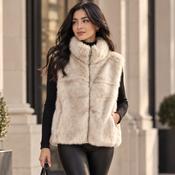 Connie Faux Fur Gilet With Collar Taupe image