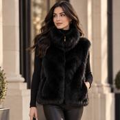 Connie Faux Fur Gilet With Collar Black image
