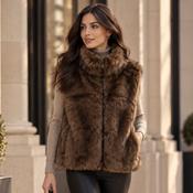 Connie Faux Fur Gilet With Collar Brown image