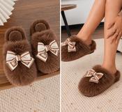 Luxe Bow Slippers Toffee