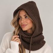 Knit Hooded Snood Brown image